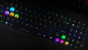 Teclado RGB do Acer Predator Helios com iluminação personalizada Teclado RGB do Acer Predator Helios com iluminação personalizada
