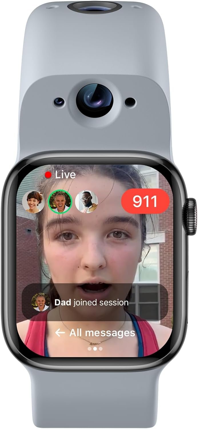 Pulseira Inteligente Wristcam, Câmera Modular, Certificação MFI da Apple, para Apple Watch, Câmera de 8 MP + 2 MP, Foto 4K, Vídeo 1080p, Armazenamento de 8 GB, Wi-Fi, Impermeabilidade IP68