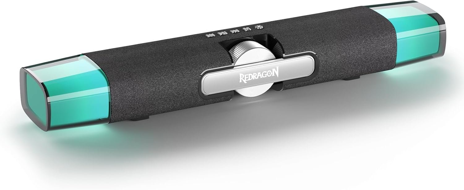 Soundbar Gamer Redragon Dora RGB Stereo USB-C com Roda de Volume GS512