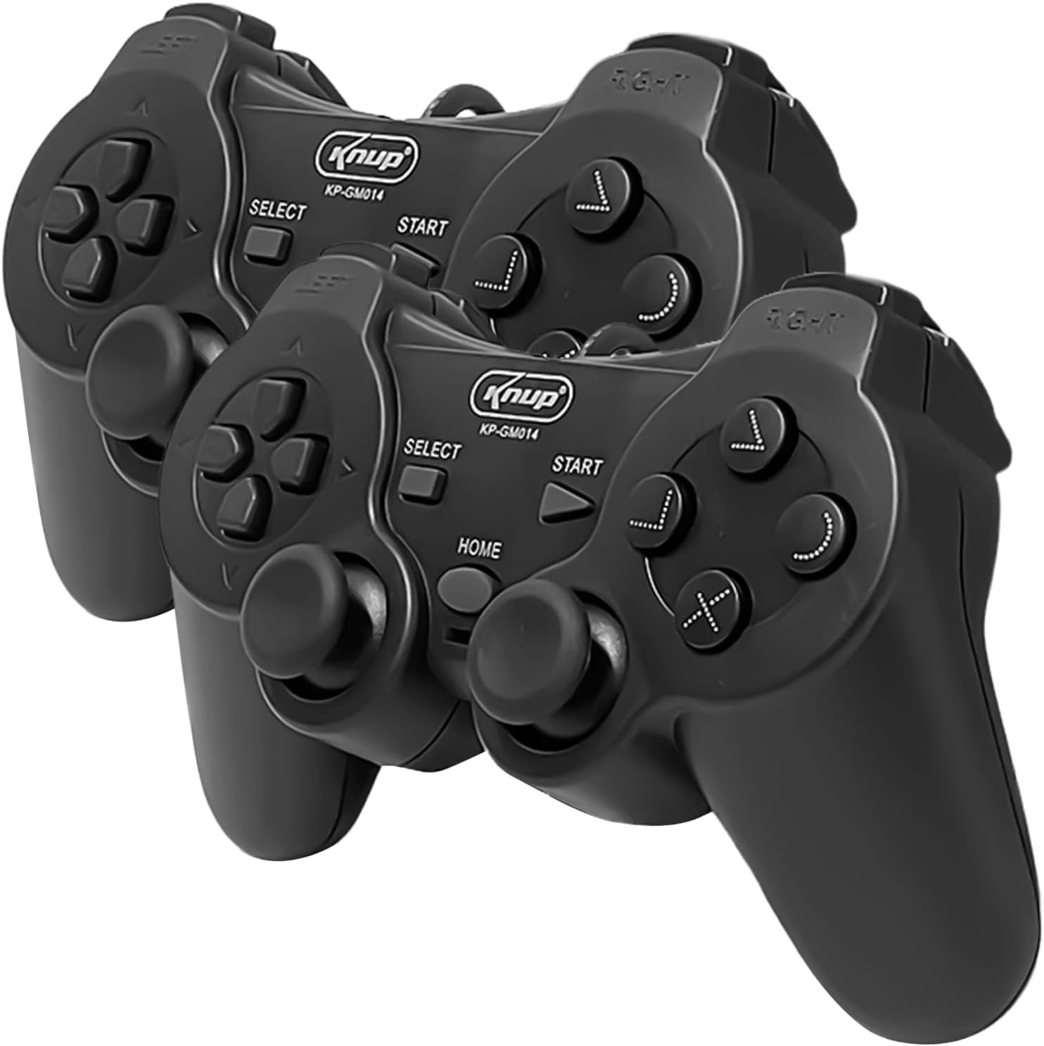 Kit 2 Controles DualShock para PS1 e PS2 Knup Joystick Manete Video Game Analógico Playstation