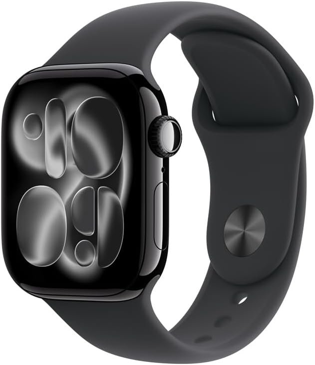 Apple Watch Series 11 GPS + Cellular, Caixa em alumínio preto brilhante de 42 mm com Bracelete desportiva preta - P/M