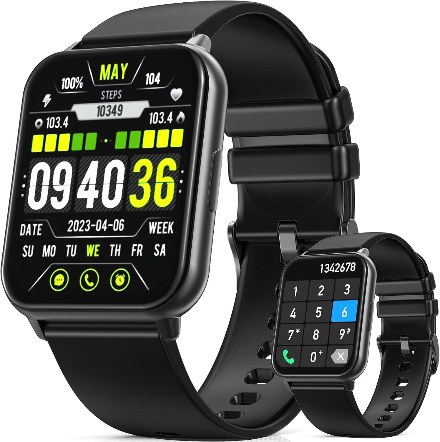 Hrich Smartwatch, Relógio Inteligente para Homens e Mulheres, com Notificacao de Mensagem e Atender Chamadas,Tela HD Touch1,91'',100+Vários Modos Esportivos, para Android/iOS