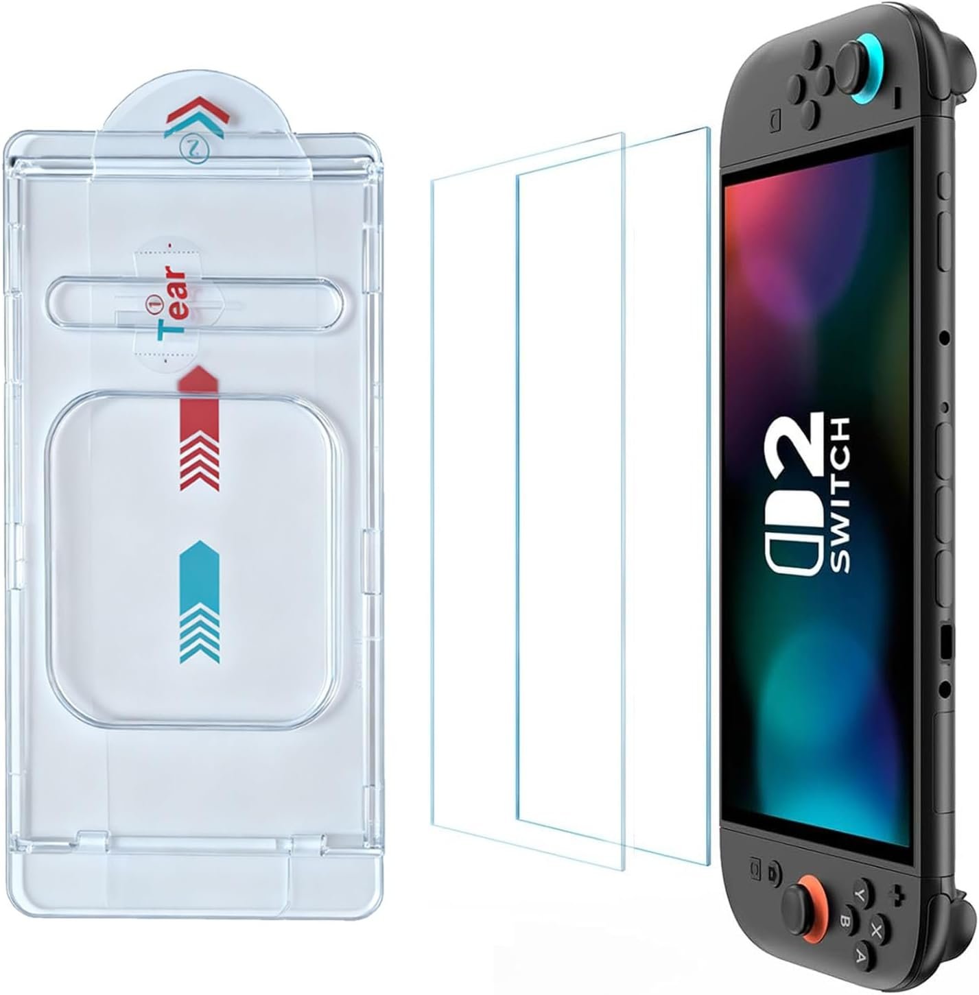 Protetor de Tela para Nintendo Switch 2 em Vidro Temperado, Acessórios, Switch 2 [Mais Durável] Cobertura Total, HD Cristalino, Pacote com 2 Unidades