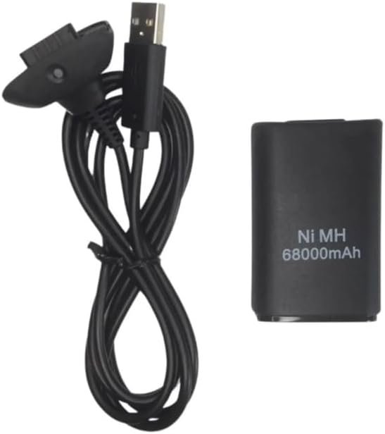 Bateria Para Controle Xbox 360 Com Cabo E Carregador Preto