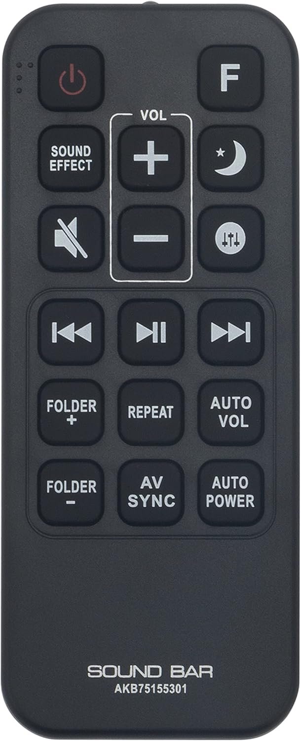 AKB75155301 Controle remoto substituído compatível com barra de som LG Soundbar SJ5 SPJ5-W SJ5Y SPJ5B-W SJ4Y SPJ4B-W SPJ4BW SPJ5W SPJ5BW