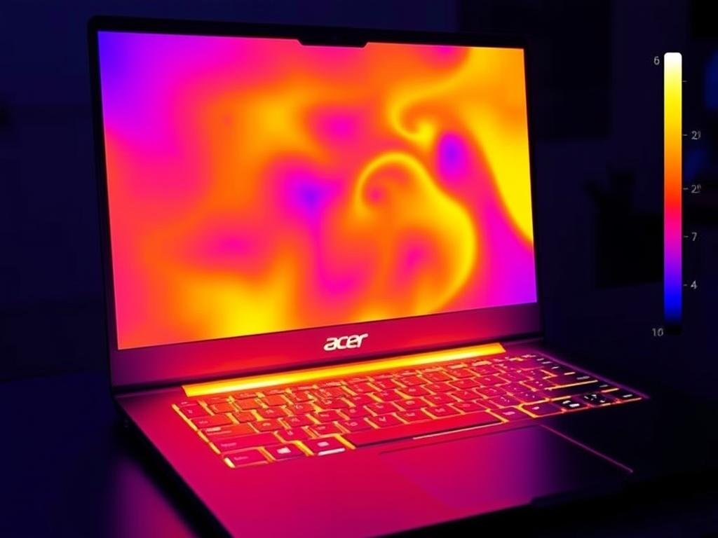 Imagem térmica do Acer Predator Helios durante teste de estresse Imagem térmica do Acer Predator Helios durante teste de estresse