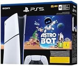         PlayStation Sony, Pack Console PS5 Slim édition Numérique, avec 1 Manette Sans Fil DualSense  jeu Astro Bot (code de téléchargement) - Édition limitée       